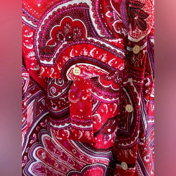 Lauren Ralph Lauren Button Down Shirt - Size XS - Paisley Silk Boho Preppy - Picture 3 of 7